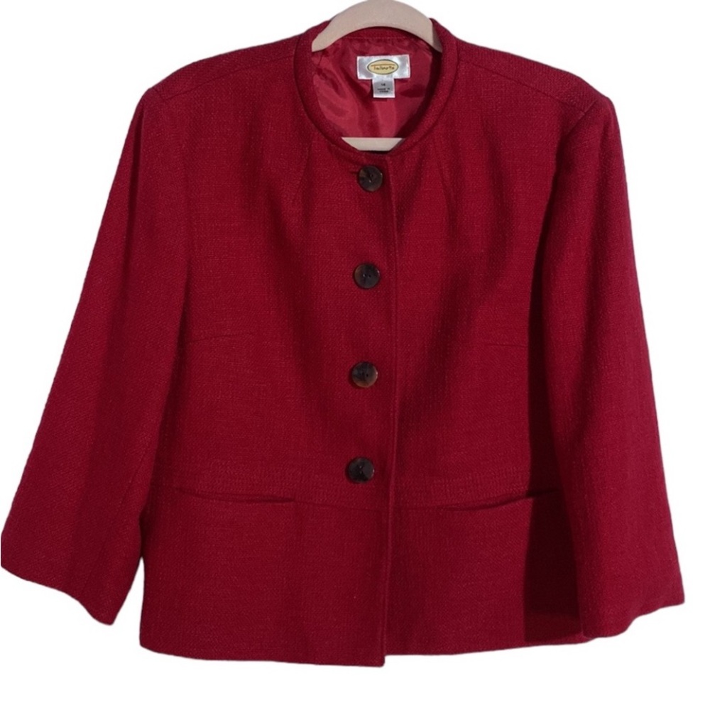 Talbots Red Cotton Button-Front Blazer – Women’s Size 14